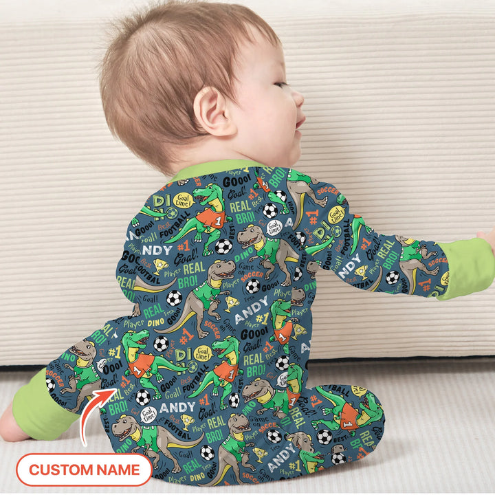 Custom Name Dino Soccer Bamboo Convertible Zippy