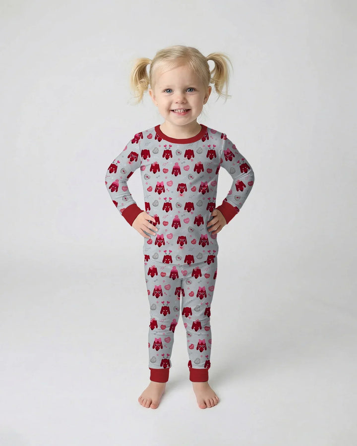 Dachshund Is My Valentine Bamboo Two Piece Long Sleeve Pajama Set