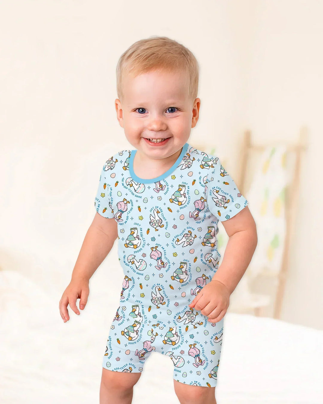 Easter Silly Goose Bamboo Two Piece Short Sleeve Shorts Pajama Set