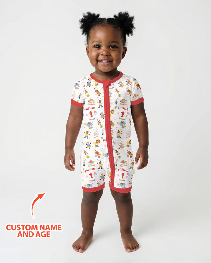 Custom Name Birthday Circus Bamboo Shorty Zippy