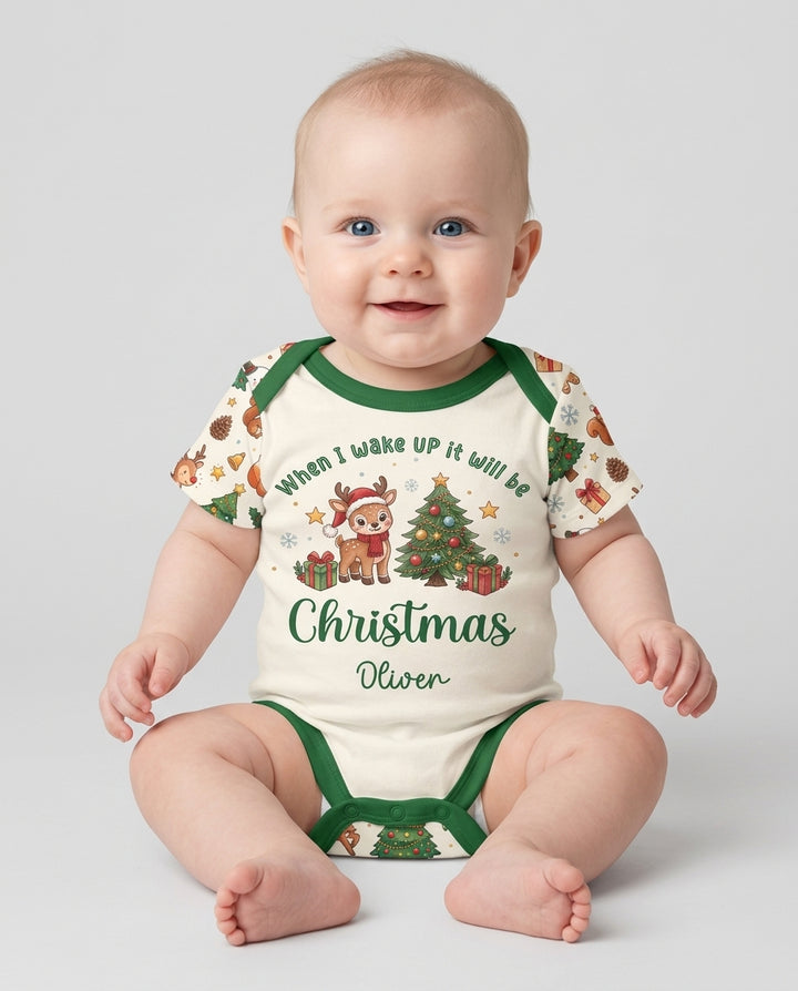Custom Name When I Wake Up It's Will Be Christmas Bamboo Bodysuit