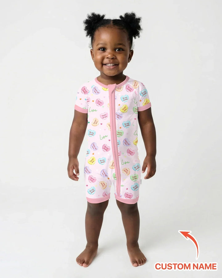 Custom Name Tennis Candy Hearts Bamboo Shorty Zippy
