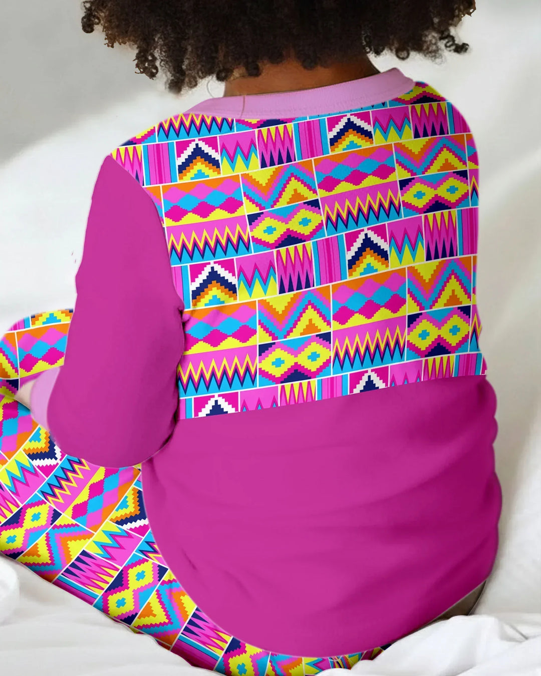 Kente Vibes Family Matching Bamboo Two Piece Long Sleeve Pajama Set