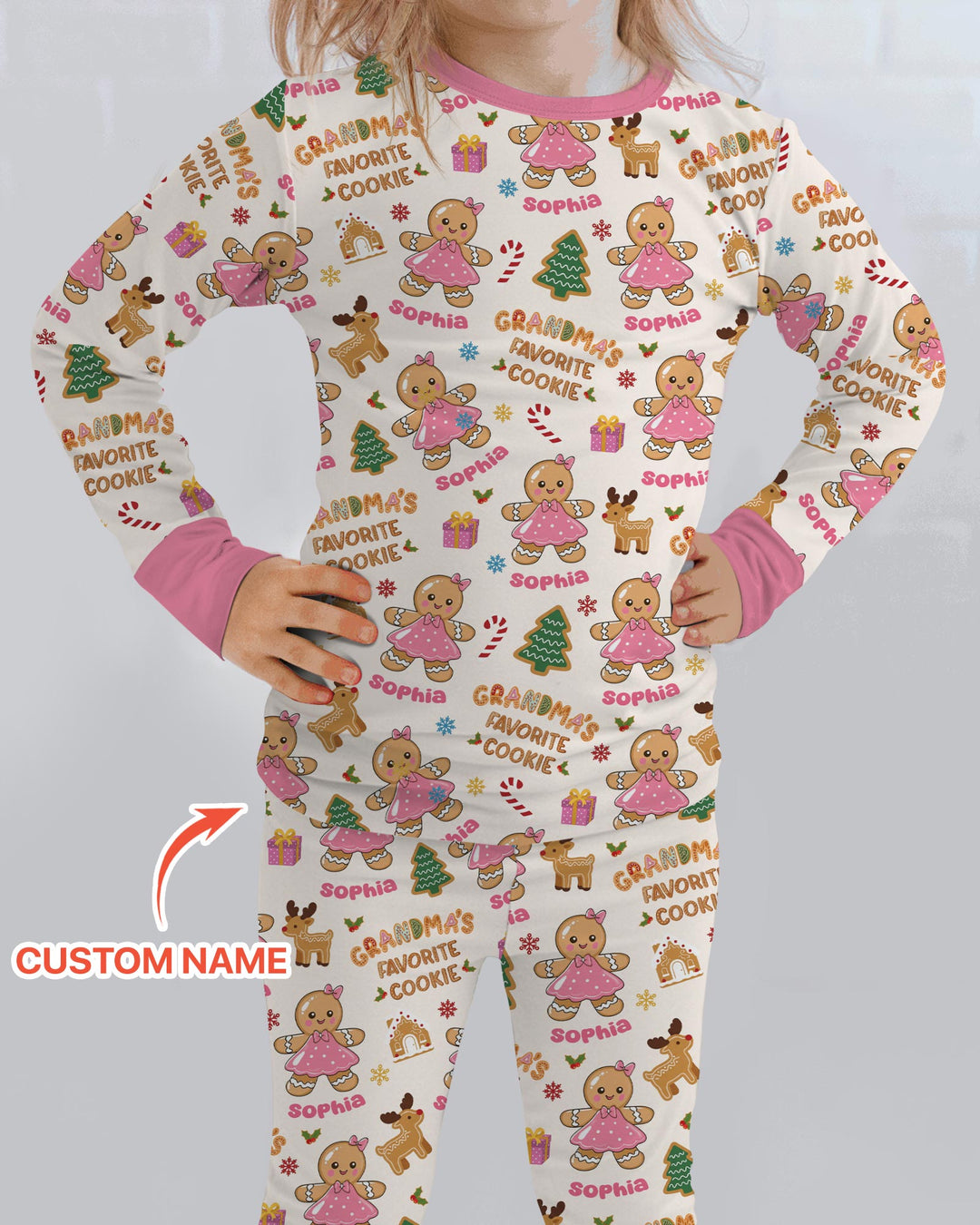Personalized Grandma's Favorite Cookie Bamboo Two Piece Long Sleeve Pajama Set