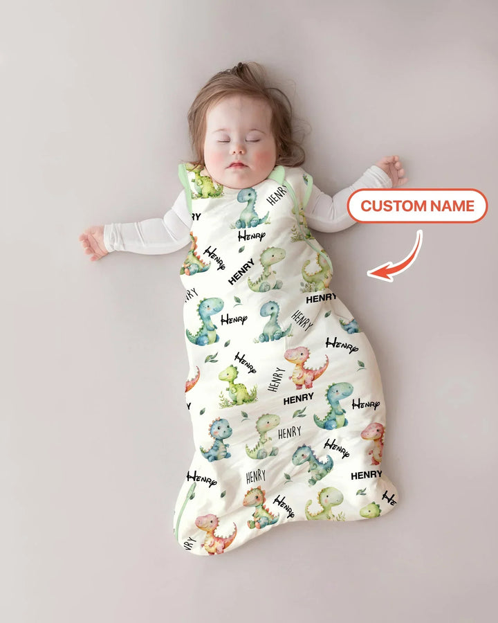 Dinosaur Custom Name Bamboo Sleep Bag