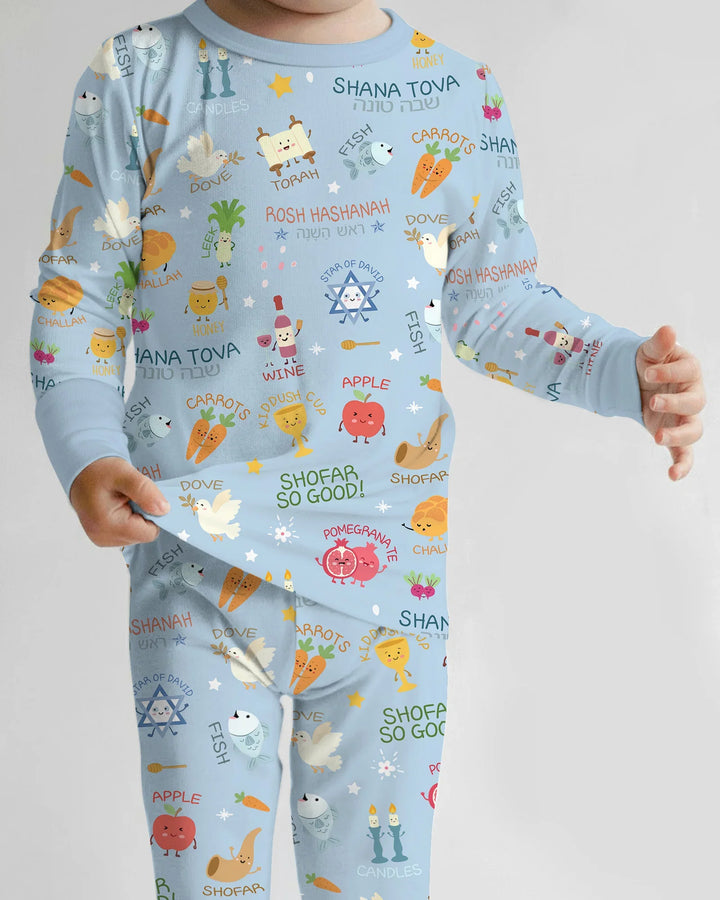 Family Rosh Hashanah Matching Bamboo Two Piece Long Sleeve Pajama Set