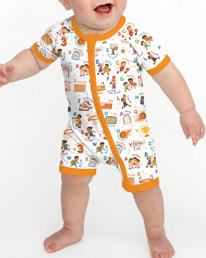 Basketball Alphabet Bamboo Shorty Zippy
