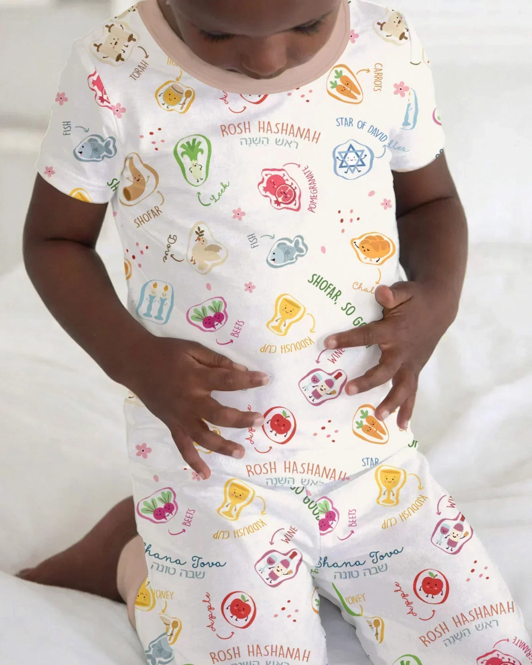 Happy Rosh Hashanah Bamboo Two Piece Short Sleeve Pajama Set