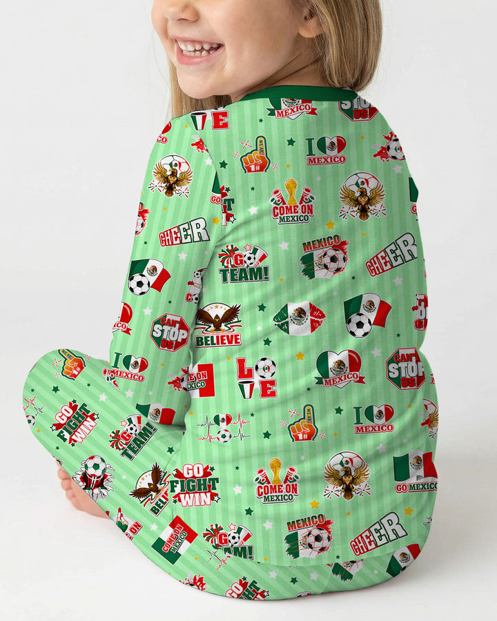Soccer Game Day Go Team Mexico Family Matching Bamboo Two Piece Long Sleeve Pajama Set