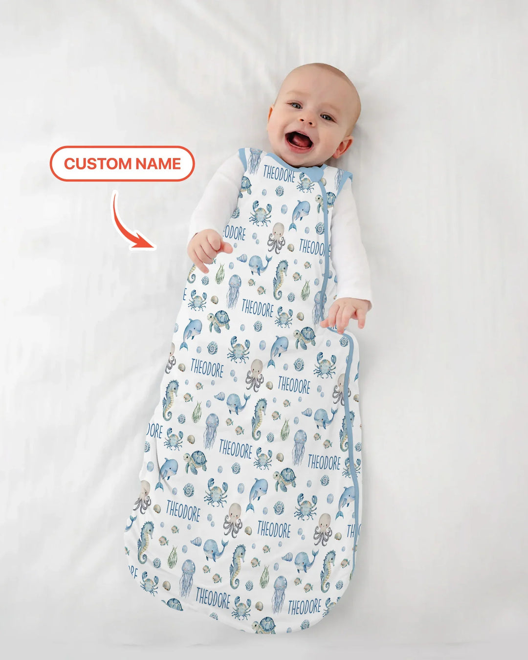 Custom Name Ocean Friends  Bamboo Sleep Bag