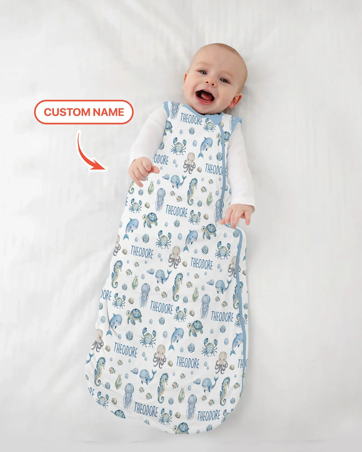 Custom Name Ocean Friends  Bamboo Sleep Bag