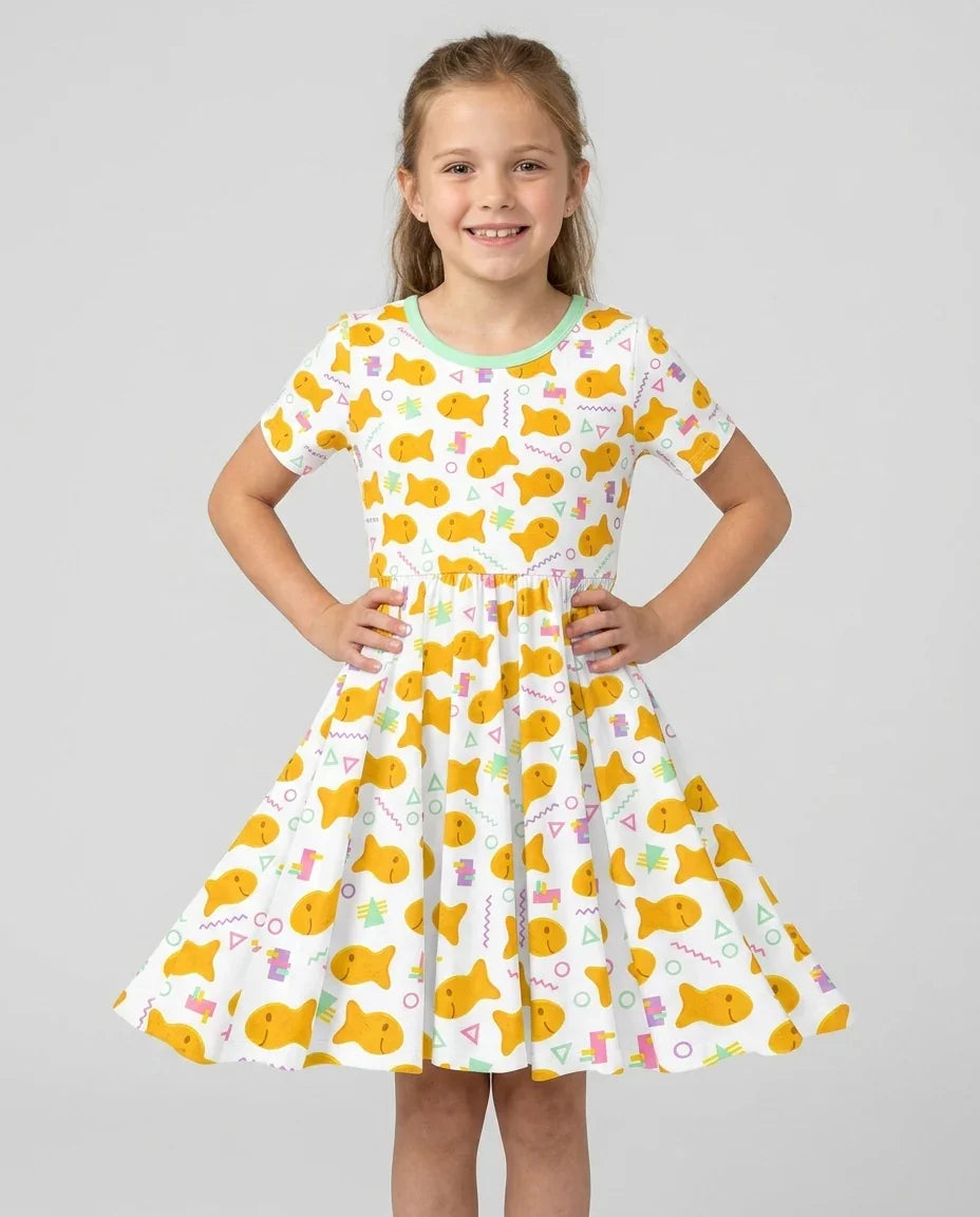 Cheesy Fishies Family Matching Bamboo Twirl Dress