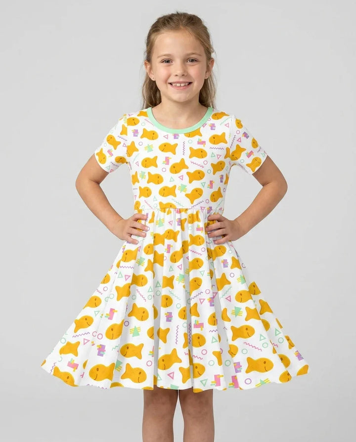 Cheesy Fishies Family Matching Bamboo Twirl Dress
