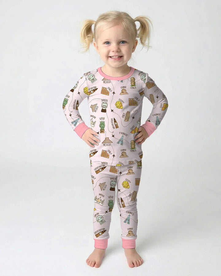 Kawaii World Tour Bamboo Two Piece Long Sleeve Pajama Set