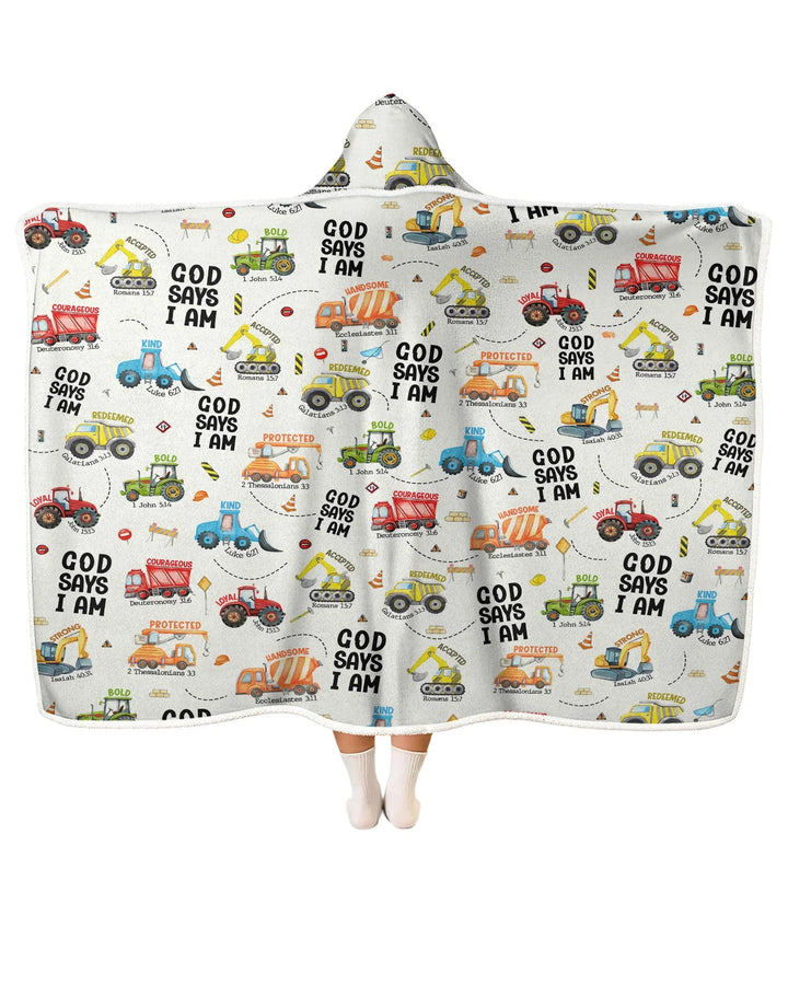 God Says I Am Boy Bamboo Wearable Hooded Blanket