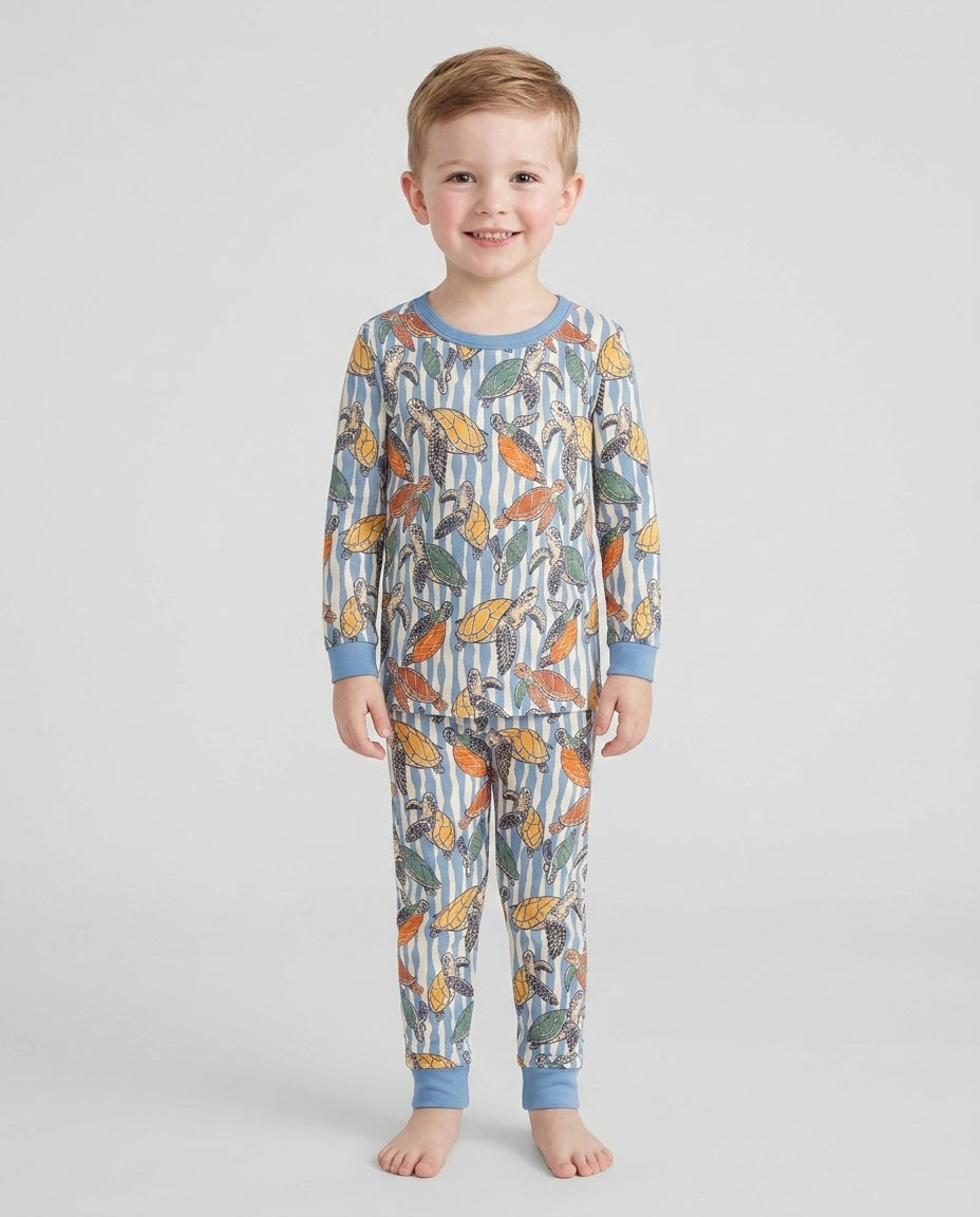 Turtle Bay Family Matching Bamboo Two Piece Long Sleeve Pajama Set