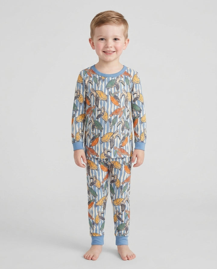 Turtle Bay Family Matching Bamboo Two Piece Long Sleeve Pajama Set