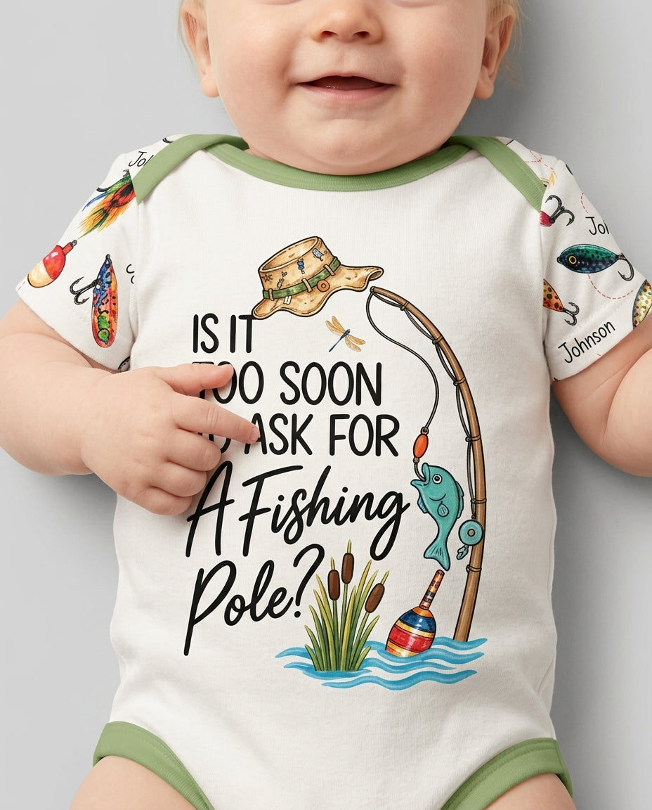 Custom Name Is It Too Soon to Ask for a Fishing Pole Bamboo Bodysuit
