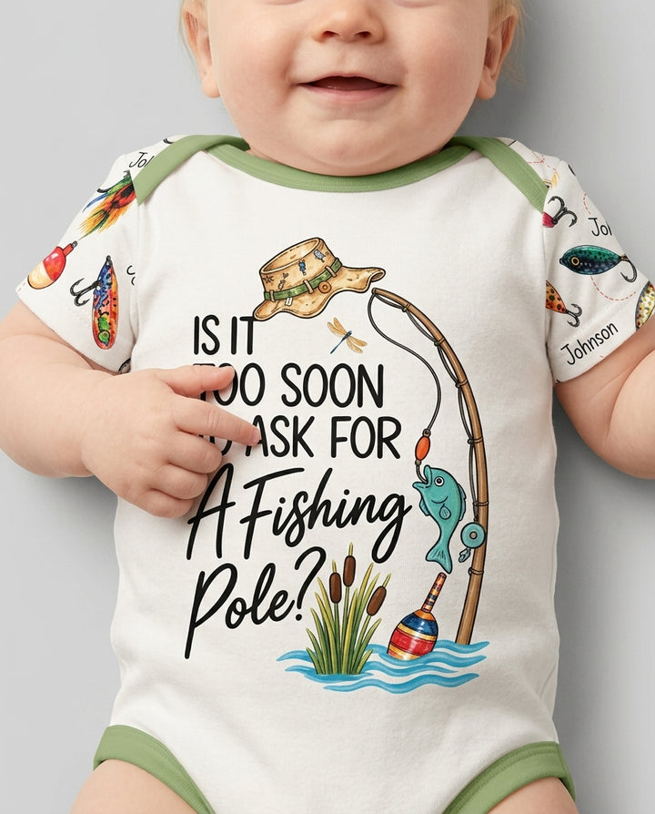 Custom Name Is It Too Soon to Ask for a Fishing Pole Bamboo Bodysuit