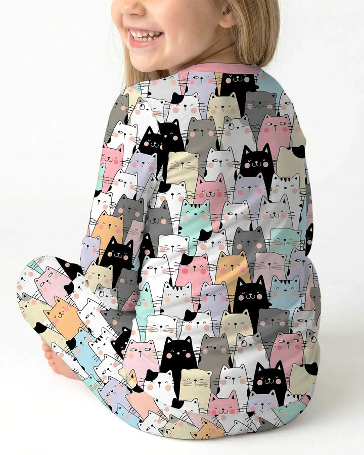 Purrfect Crowd Bamboo Two Piece Long Sleeve Pajama Set