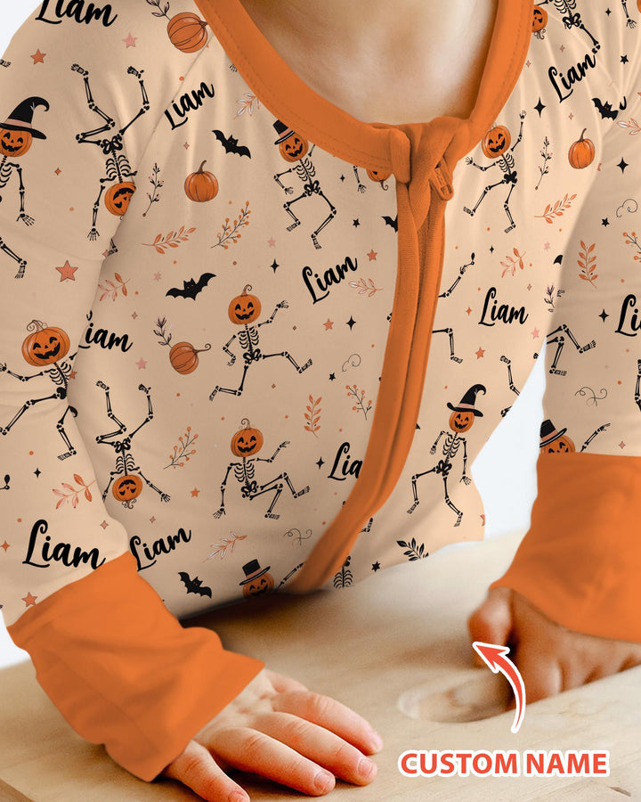 Dancing Pumpkin Skeleton Halloween Bamboo Convertible Zippy