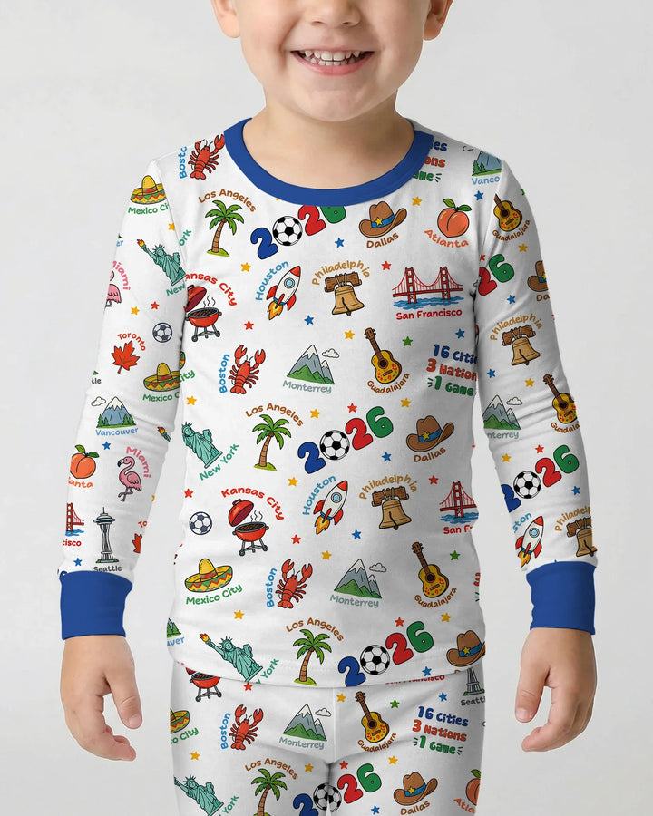 Soccer Cup Host Cities 2026 Bamboo Two Piece Long Sleeve Pajama Set