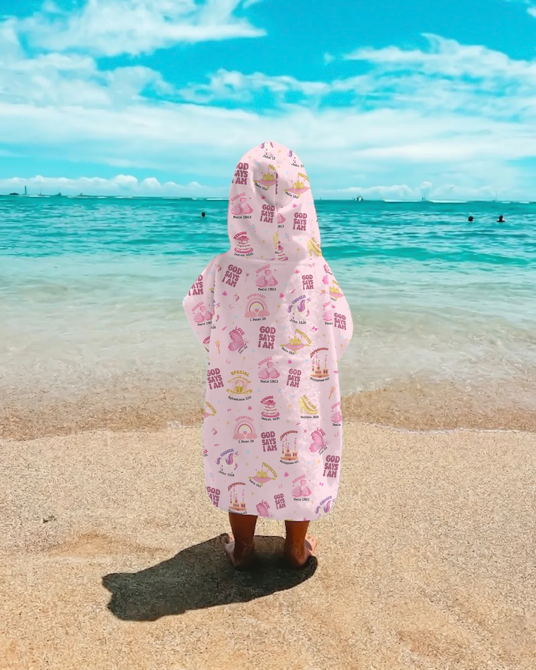 God Says I Am Girl Bamboo Swim Poncho