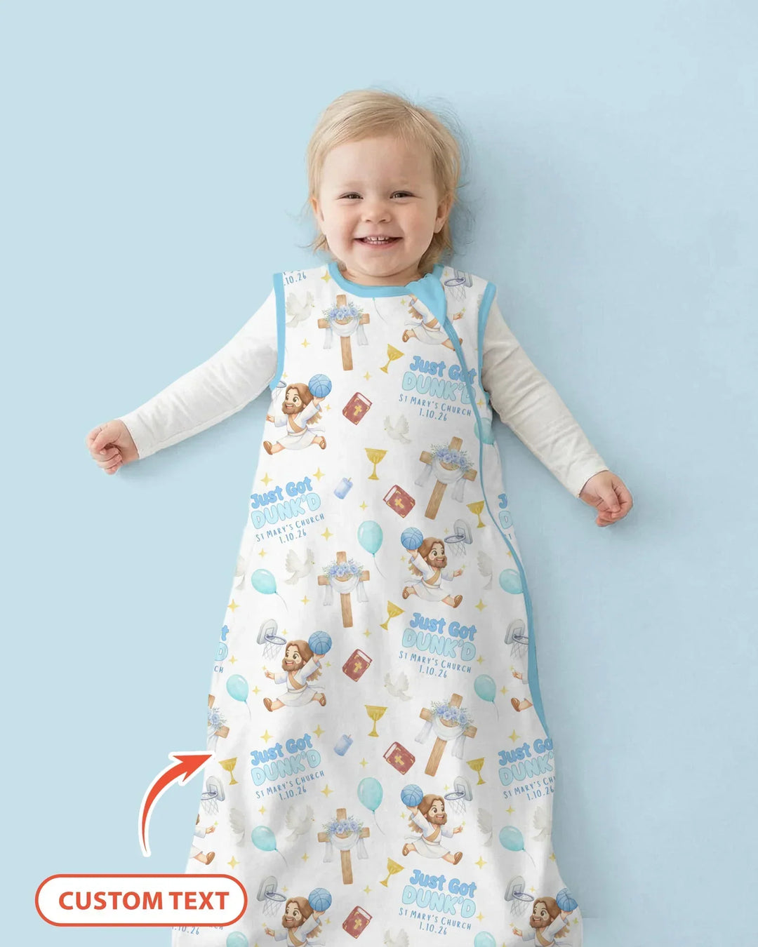 Custom Name Baptism Just Got Dunk'd Bamboo Sleep Bag