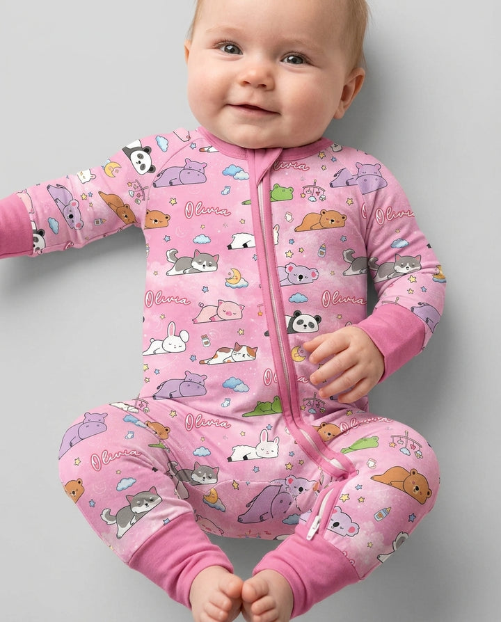 Custom Name Sleeping Cutie Bamboo Convertible Zippy