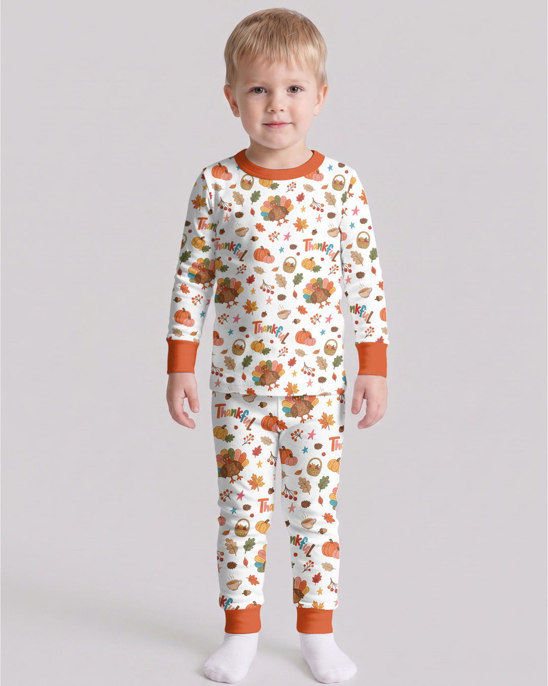 Thankful Turkey Bamboo Two Piece Long Sleeve Pajama Set