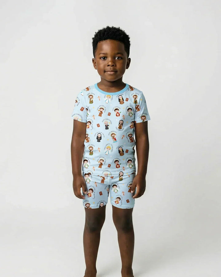 Saints in the Clouds Bamboo Two Piece Short Sleeve Shorts Pajama Set