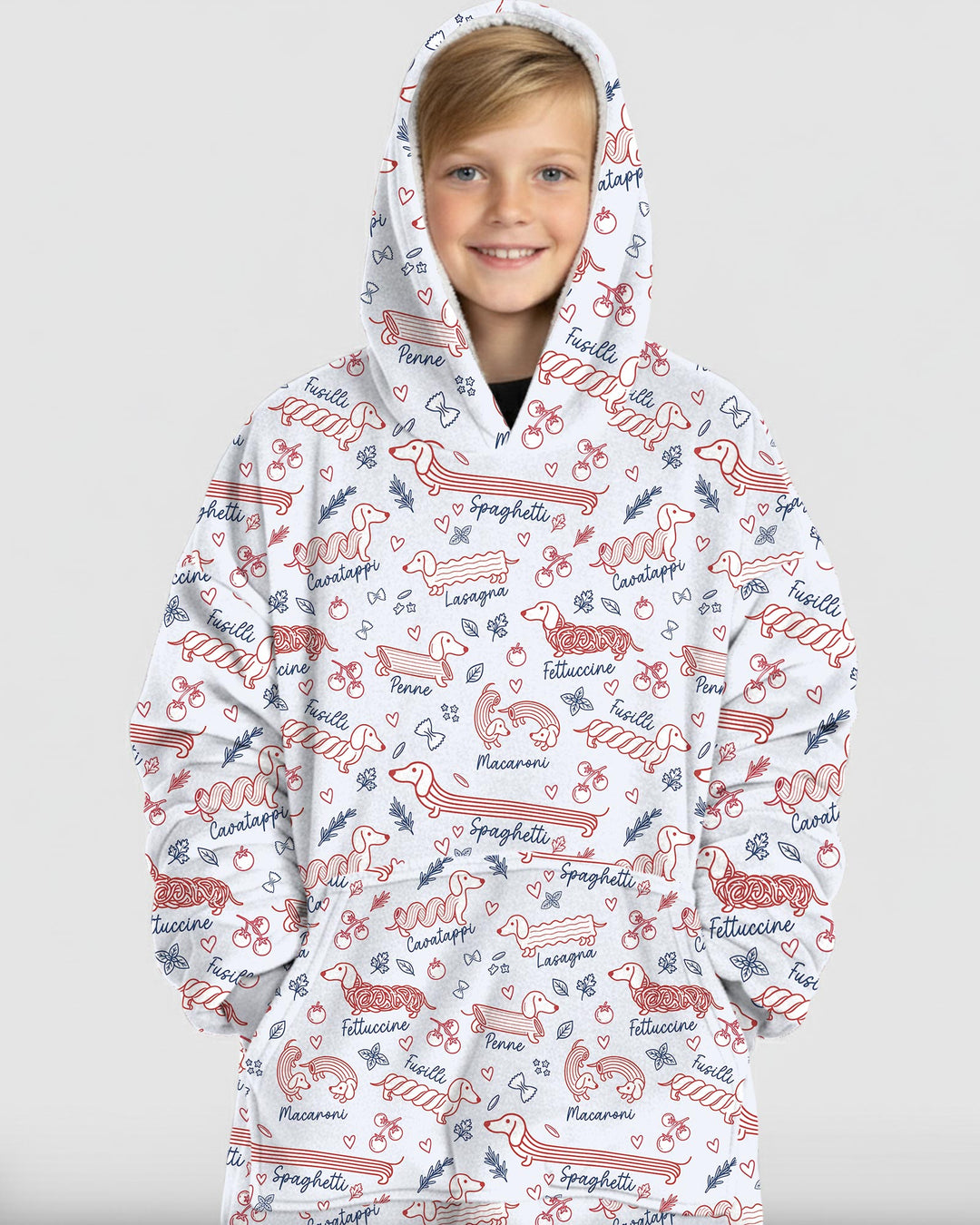 Funny Dachshund Pasta Pups Blanket Hoodie