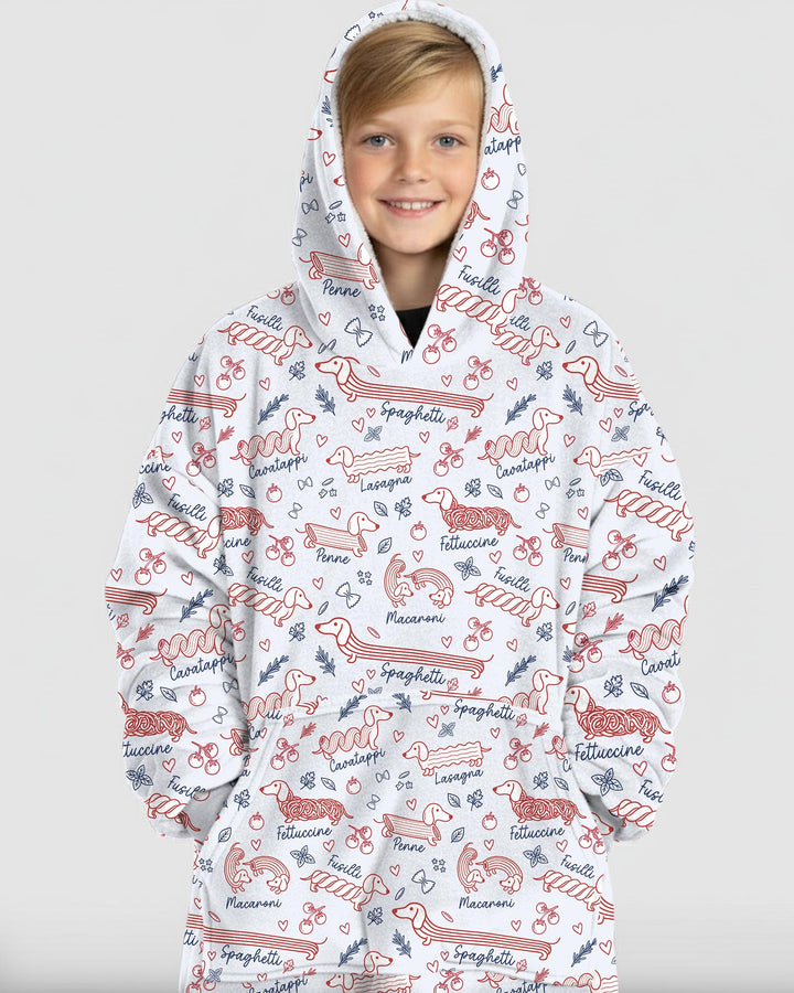 Funny Dachshund Pasta Pups Blanket Hoodie