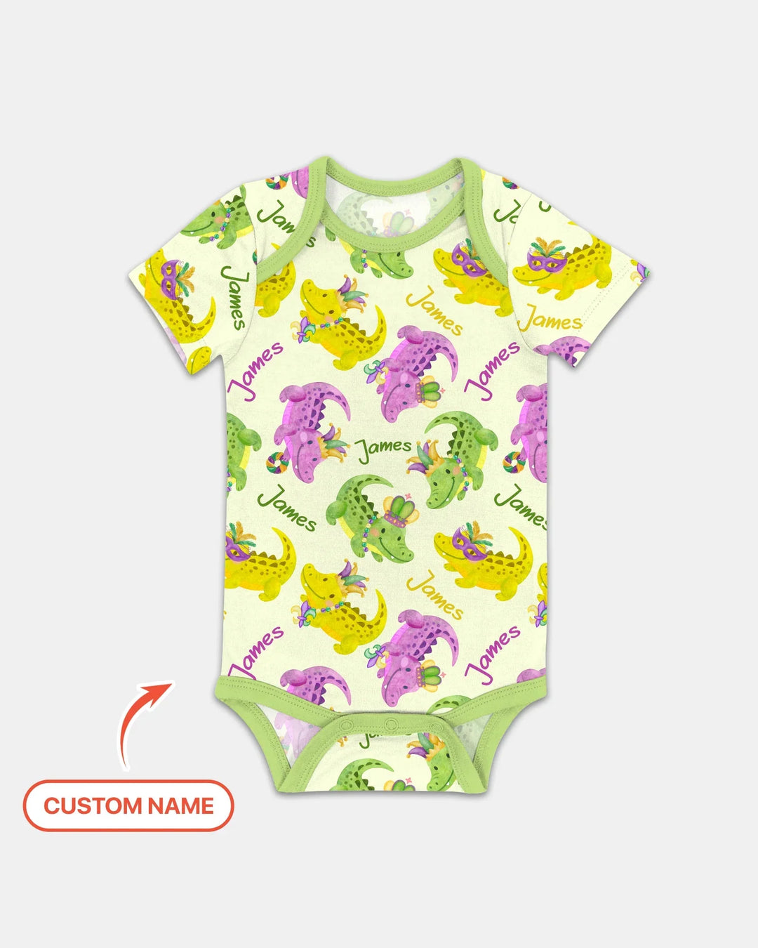 Custom Name Mardi Gras Alligator Bamboo Bodysuit