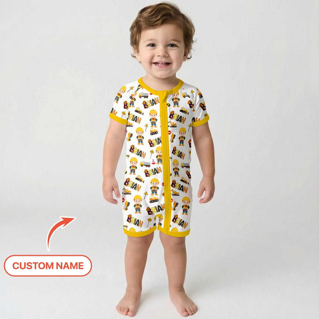 Custom Name Doodle Little Builder Bamboo Shorty Zippy