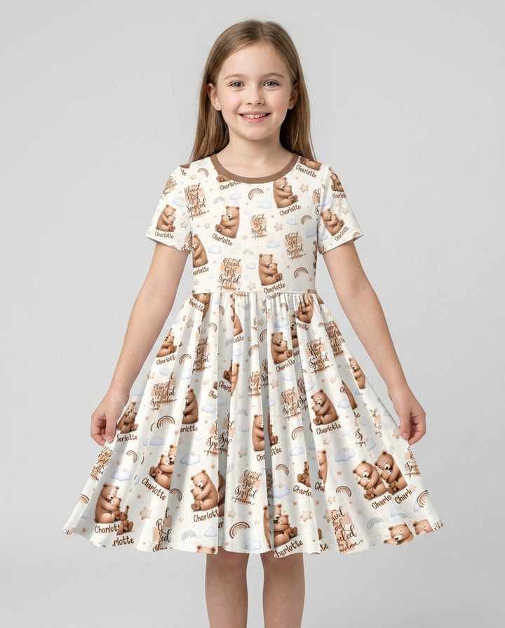 Custom Name Blessed By God Spoiled By Grandma Bamboo Twirl Dress