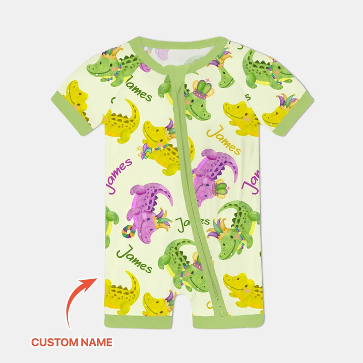 Custom Name Mardi Gras Alligator Bamboo Shorty Zippy