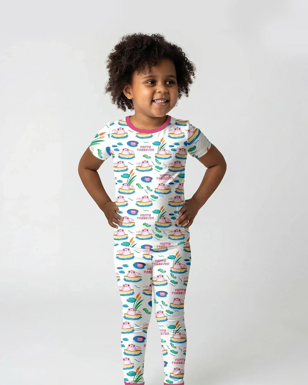 Hoppy Passover Family Matching Bamboo Two Piece Short Sleeve Pajama Set