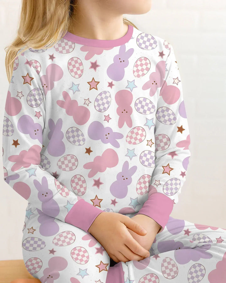 Easter Peep Bunnies Bamboo Two Piece Long Sleeve Pajama Set