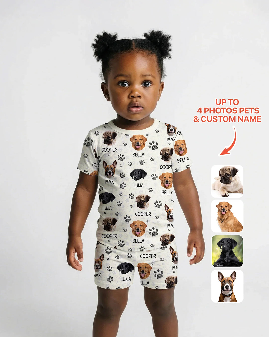 Custom Photo With Paw For Dog Lovers Bamboo Two Piece Short Sleeve Shorts Pajama Set