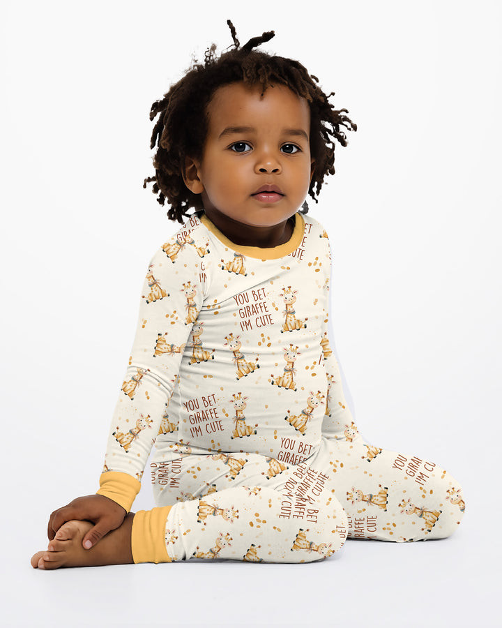 You Bet Giraffe I'm Cute Bamboo Two Piece Long Sleeve Pajama Set