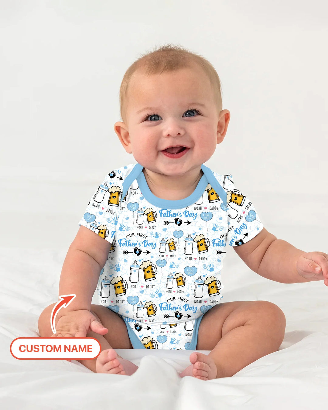 Custom Name First Father's Day Drink Bamboo Bodysuit