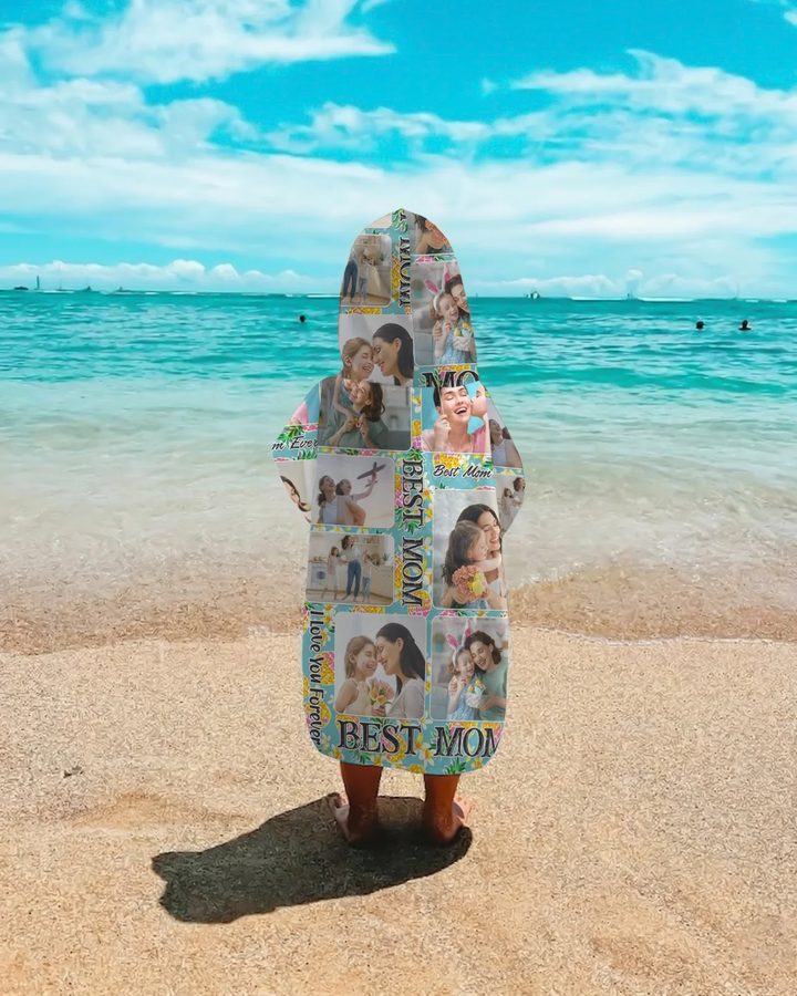 Floral Custom Photo Best Mom Bamboo Swim Poncho