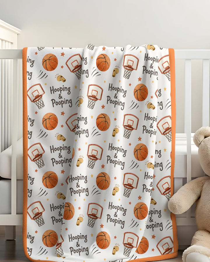 Funny Basketball Hooping & Pooping Bamboo Blanket