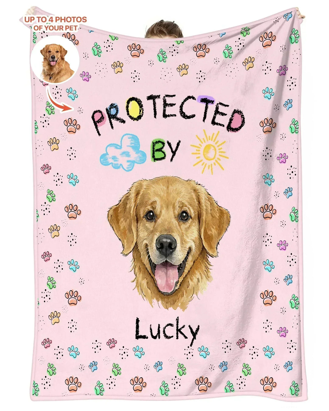 Custom Photo Crayon "Protected By" Bamboo Blanket