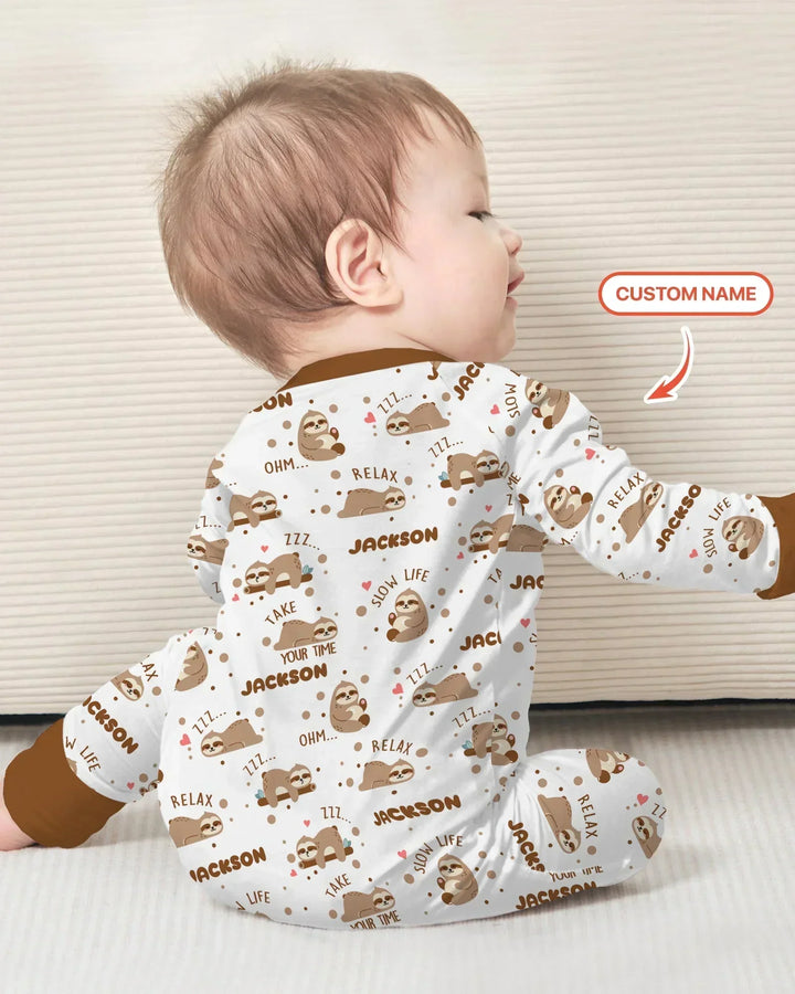 Custom Name Cute Sloth Bamboo Convertible Zippy