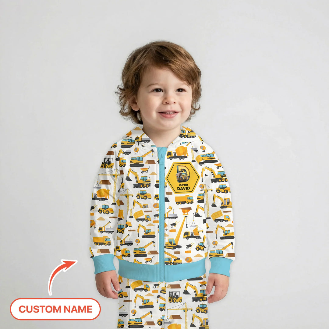 Custom Name Construction Initials Bamboo Zip Hoodie