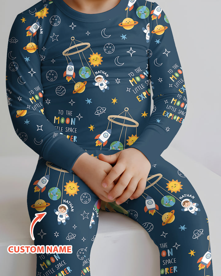 Little Astronaut Big Dream Bamboo Two Piece Long Sleeve Pajama Set