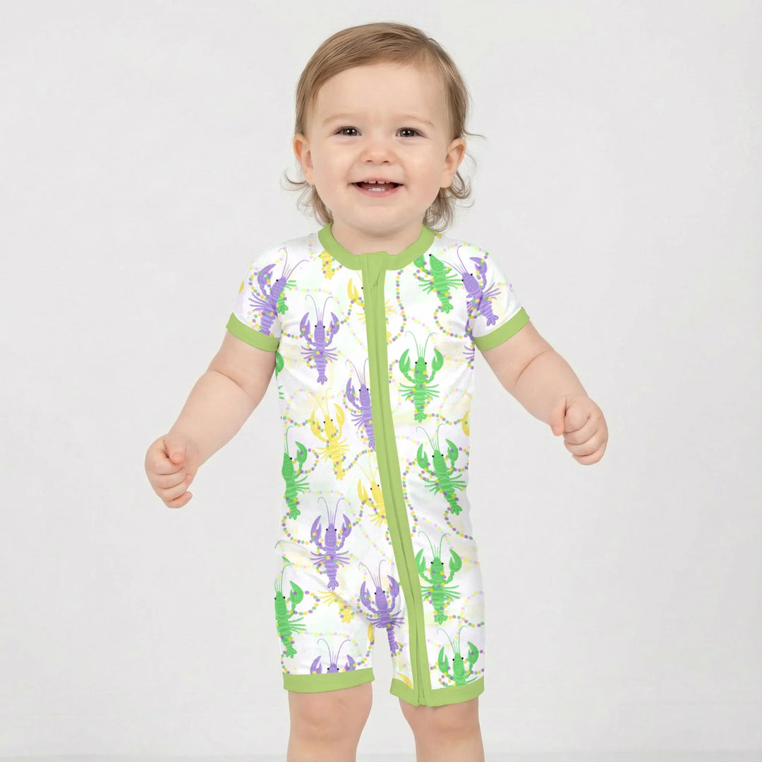 Mardi Gras Crawfish Family Matching Bamboo Shorty Zippy