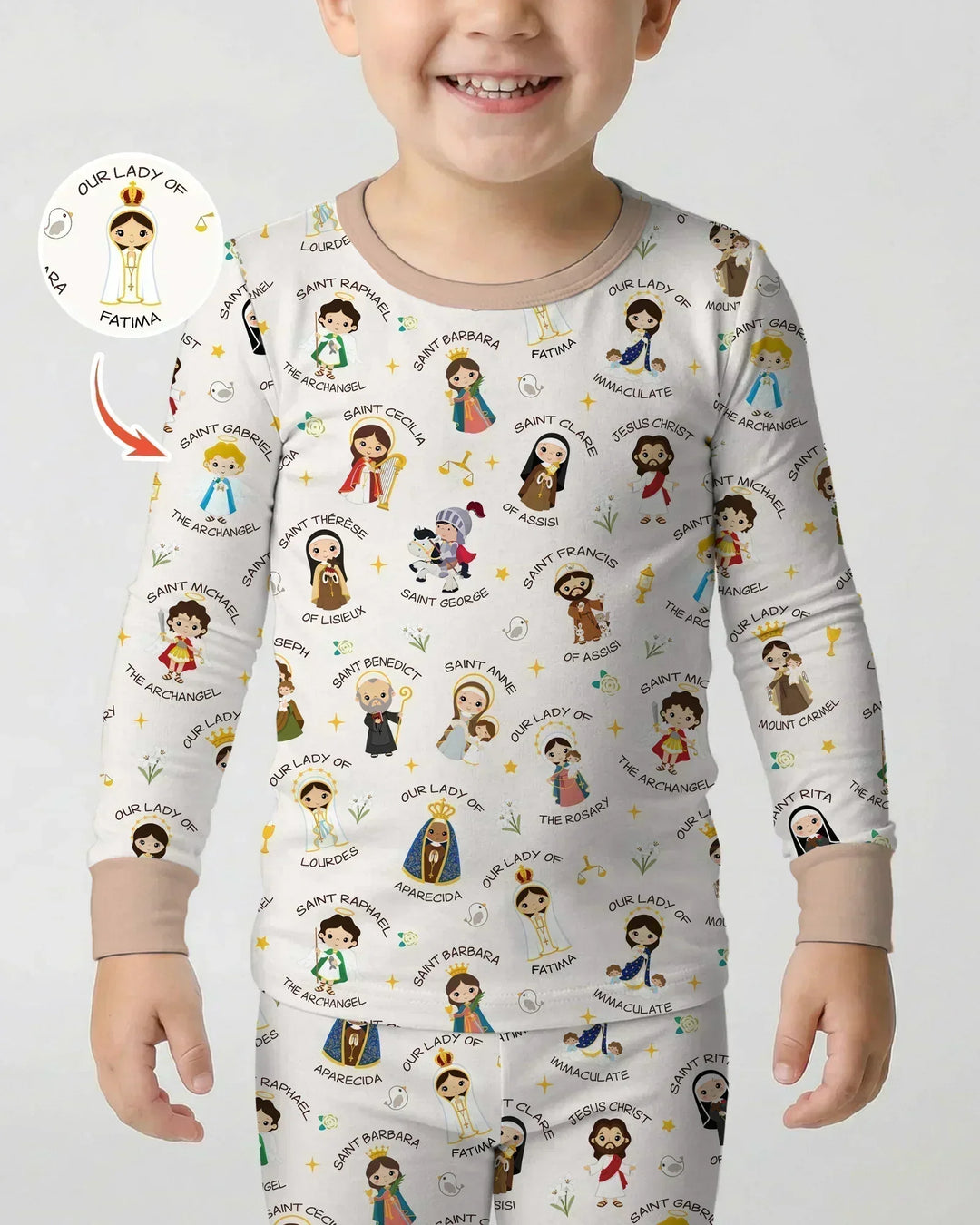 Pray For Us Family Matching Bamboo Two Piece Long Sleeve Pajama Set